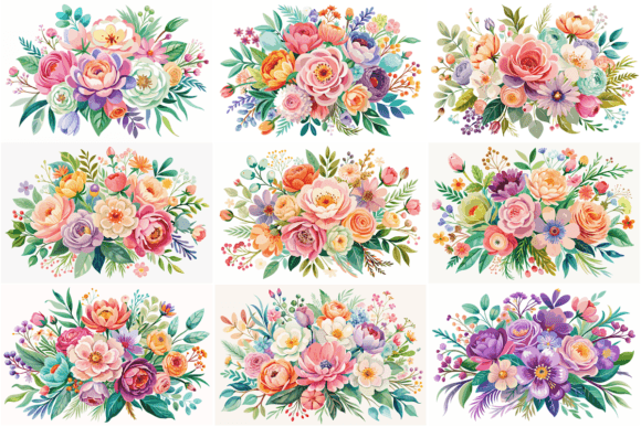 129 Flower Bouquet Clipart Bundle Review