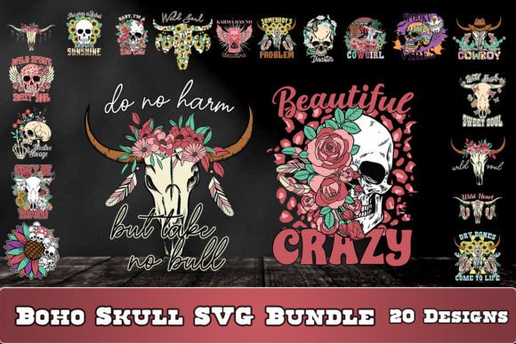Boho Skull Floral SVG Bundle Review