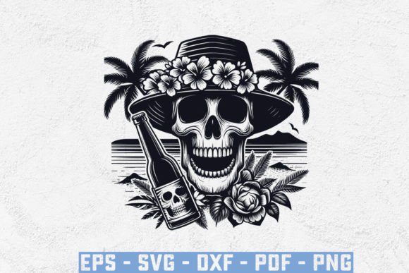 Skull Head with Beer Bootle and Beach Review