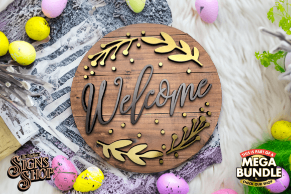 Welcome Floral SVG Easter Round Sign